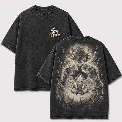 Goku Kid & Adult Vintage Washed Anime T-Shirt