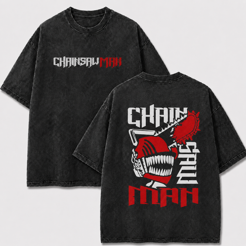 Oversized Streetwear Graphic Tee – Saw Blade Fanged Mask Print