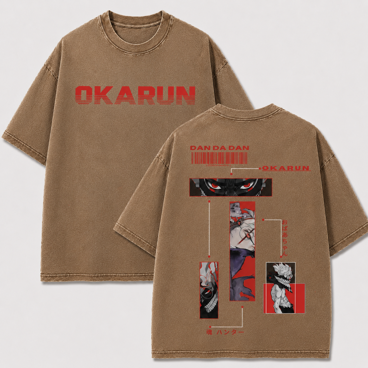 Oversized Streetwear Graphic Tee – Barcode Panel Character Print