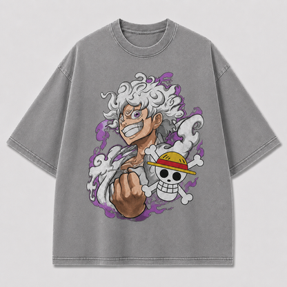 Oversized Streetwear Graphic Tee – Purple Mist Grayscale Portrait Print