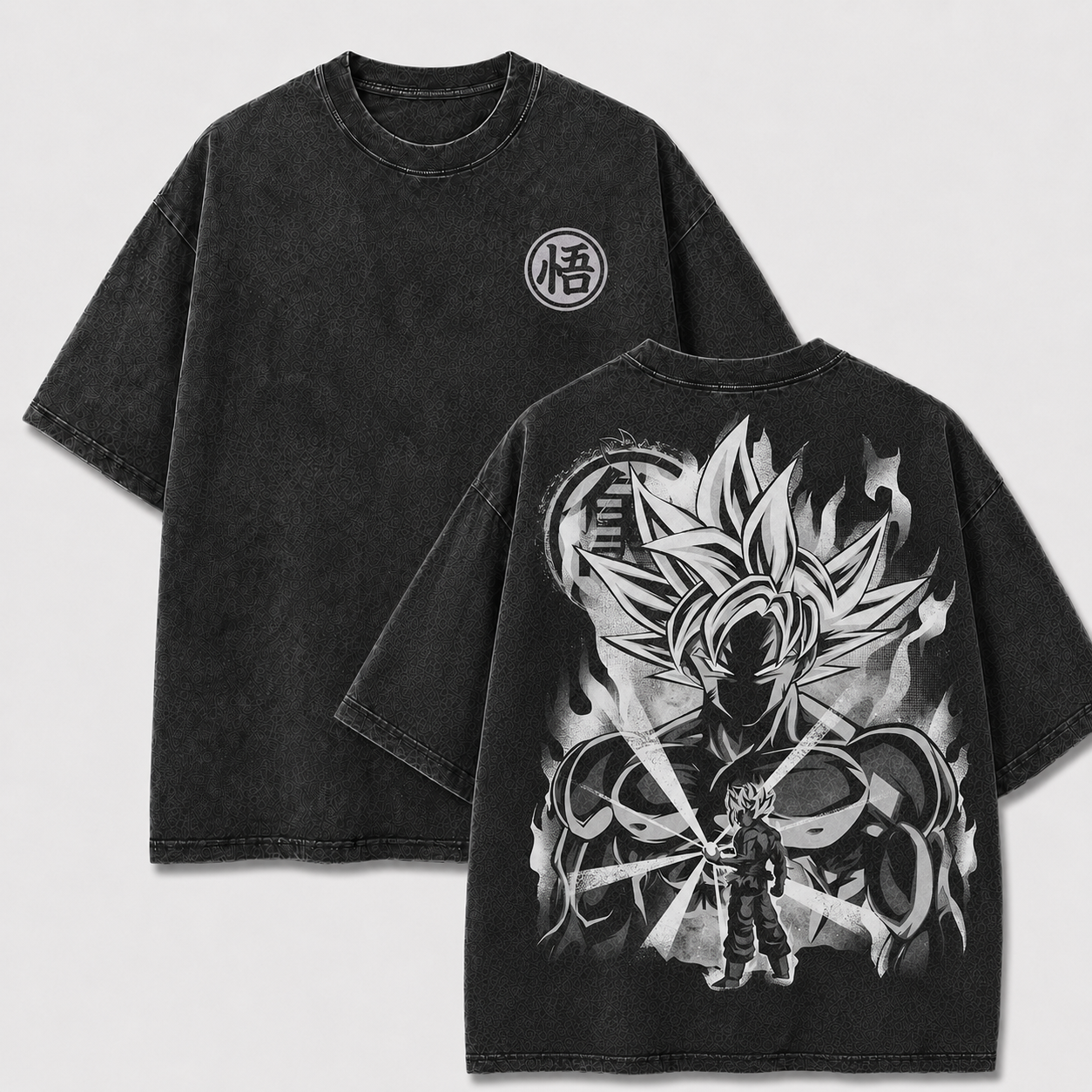 Silver-Haired Aura Warrior Vintage Washed Graphic Tee
