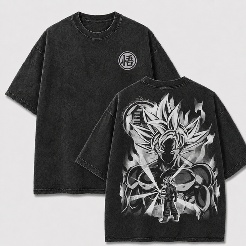 Silver-Haired Aura Warrior Vintage Washed Graphic Tee