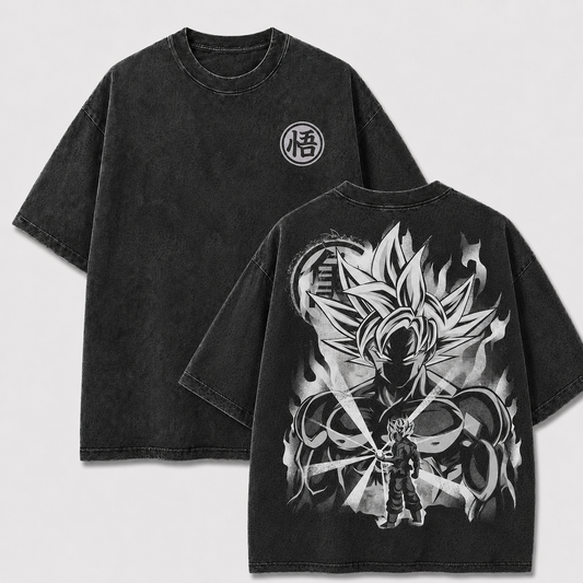 Silver-Haired Aura Warrior Vintage Washed Graphic Tee