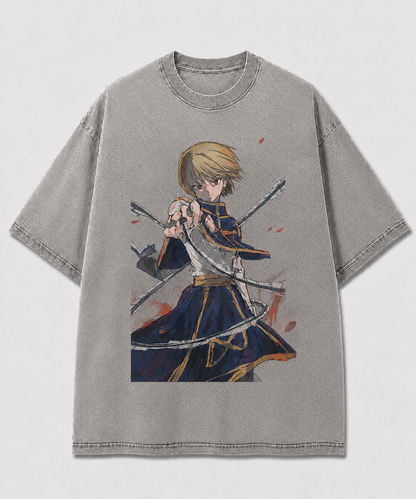 Oversized Chain Warrior Graphic Tee – Sketch Print Top