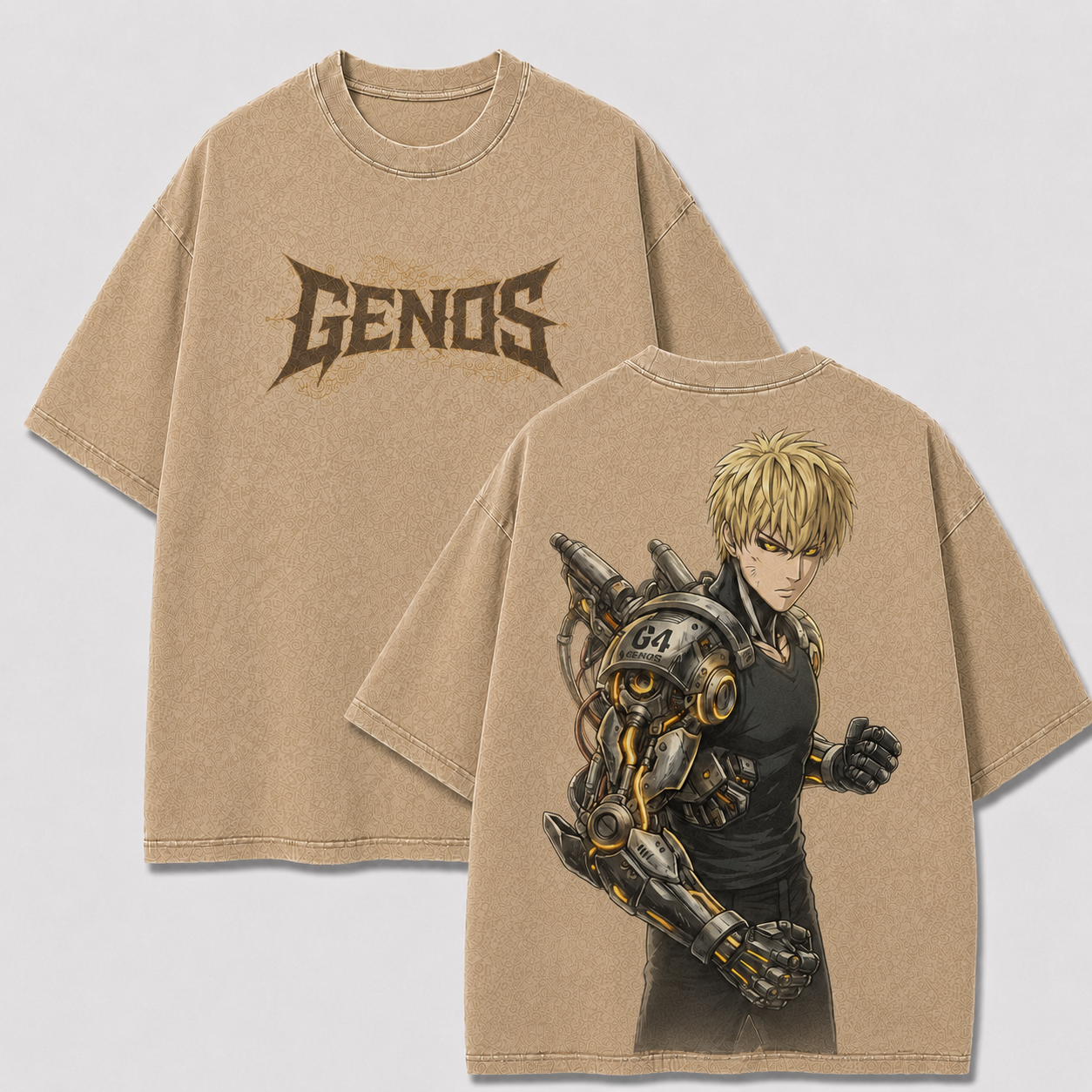 Oversized Streetwear Graphic Tee – Cyborg Mecha Arm Portrait Print