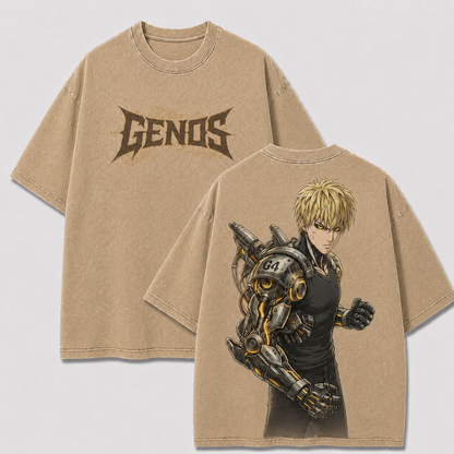 Oversized Streetwear Graphic Tee – Cyborg Mecha Arm Portrait Print