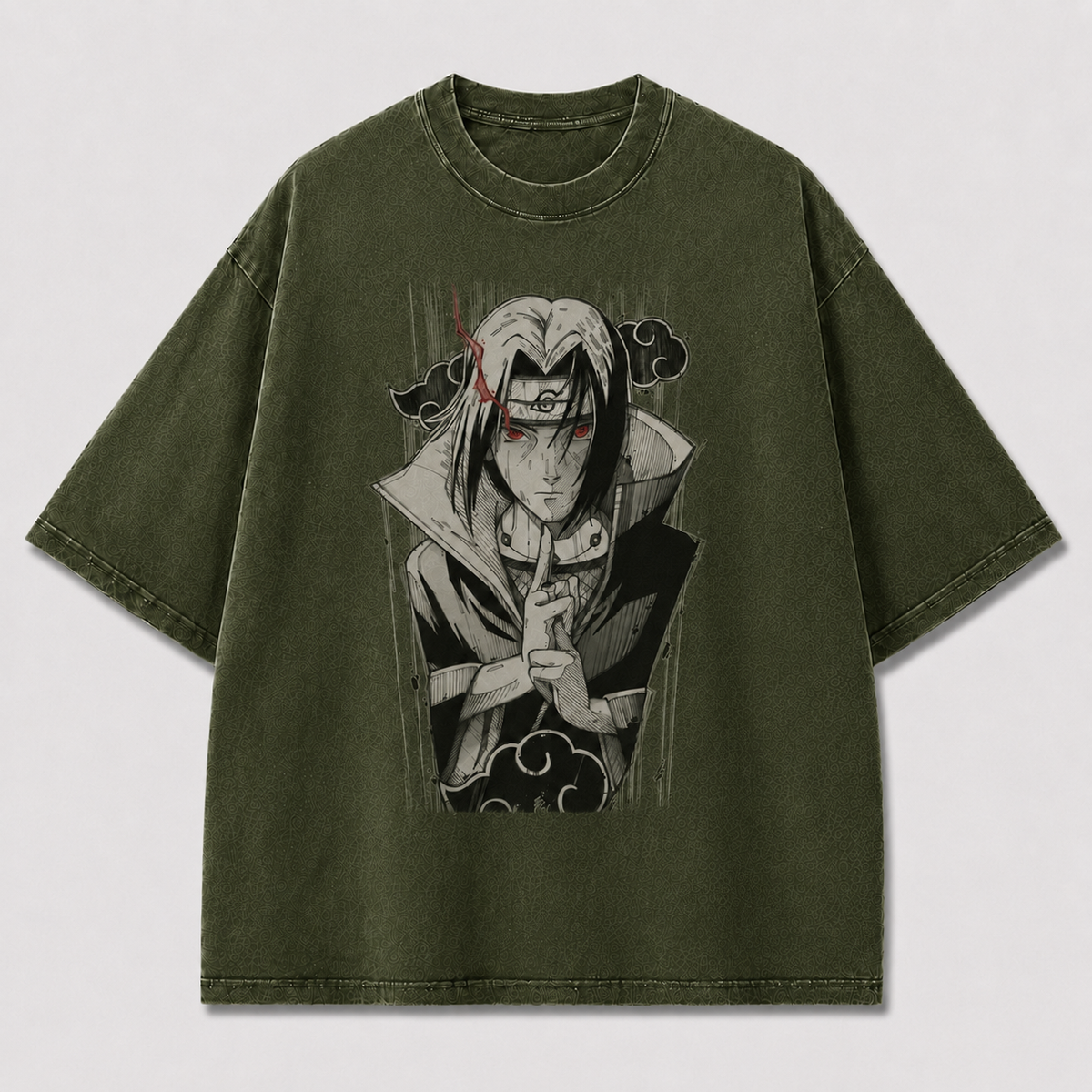 Oversized Streetwear Graphic Tee – Red Eye Cloud Cloak Print