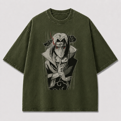Oversized Streetwear Graphic Tee – Red Eye Cloud Cloak Print