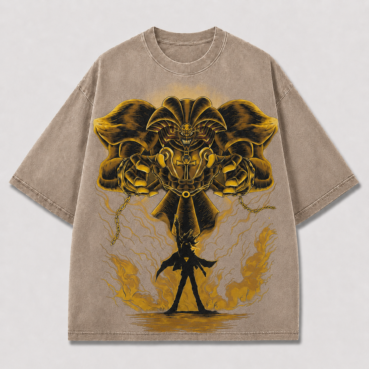 Oversized Golden Beast Graphic Tee – Mythic Silhouette Print Top