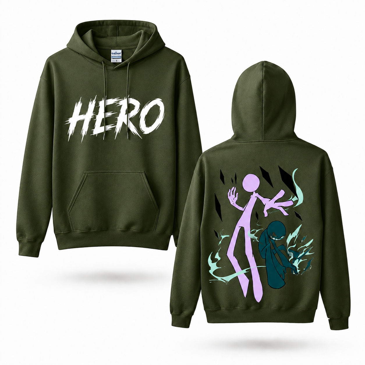 Oversized Streetwear Graphic Hoodie – Minimalist Duo Silhouette Print