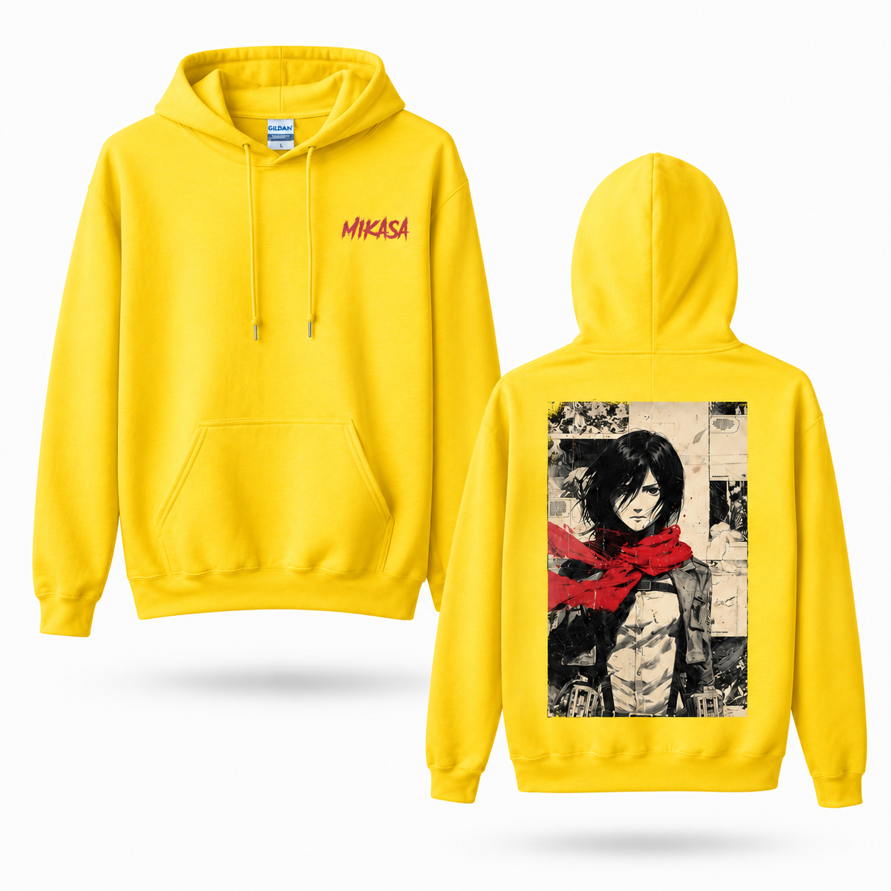 Red Scarf Warrior Manga Collage Graphic Hoodie