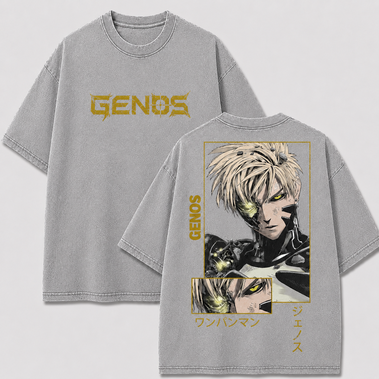 Oversized Streetwear Graphic Tee – Gold Tone Framed Portrait Print