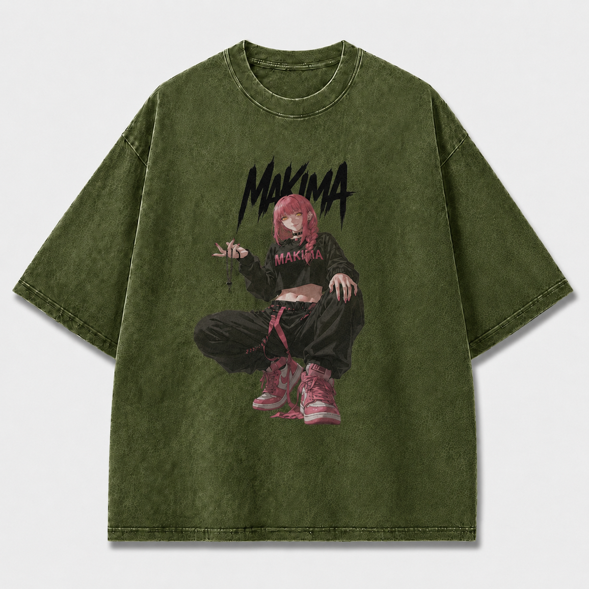 Oversized Graphic Print T-Shirt – Squat Pose Waifu Streetwear Tee
