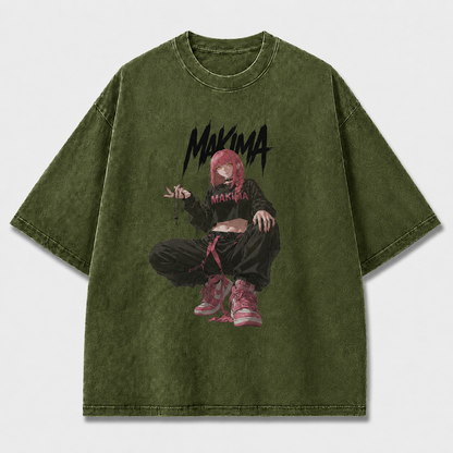 Oversized Graphic Print T-Shirt – Squat Pose Waifu Streetwear Tee