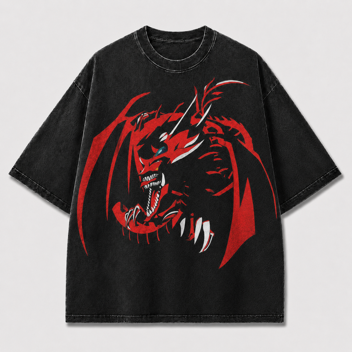 Oversized Red Dragon Graphic Tee – Bold Bat-Wing Print Top