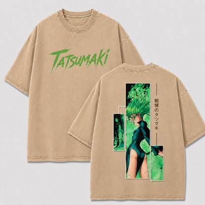 Oversized Streetwear Graphic Tee – Green Hair Manga Panel Print