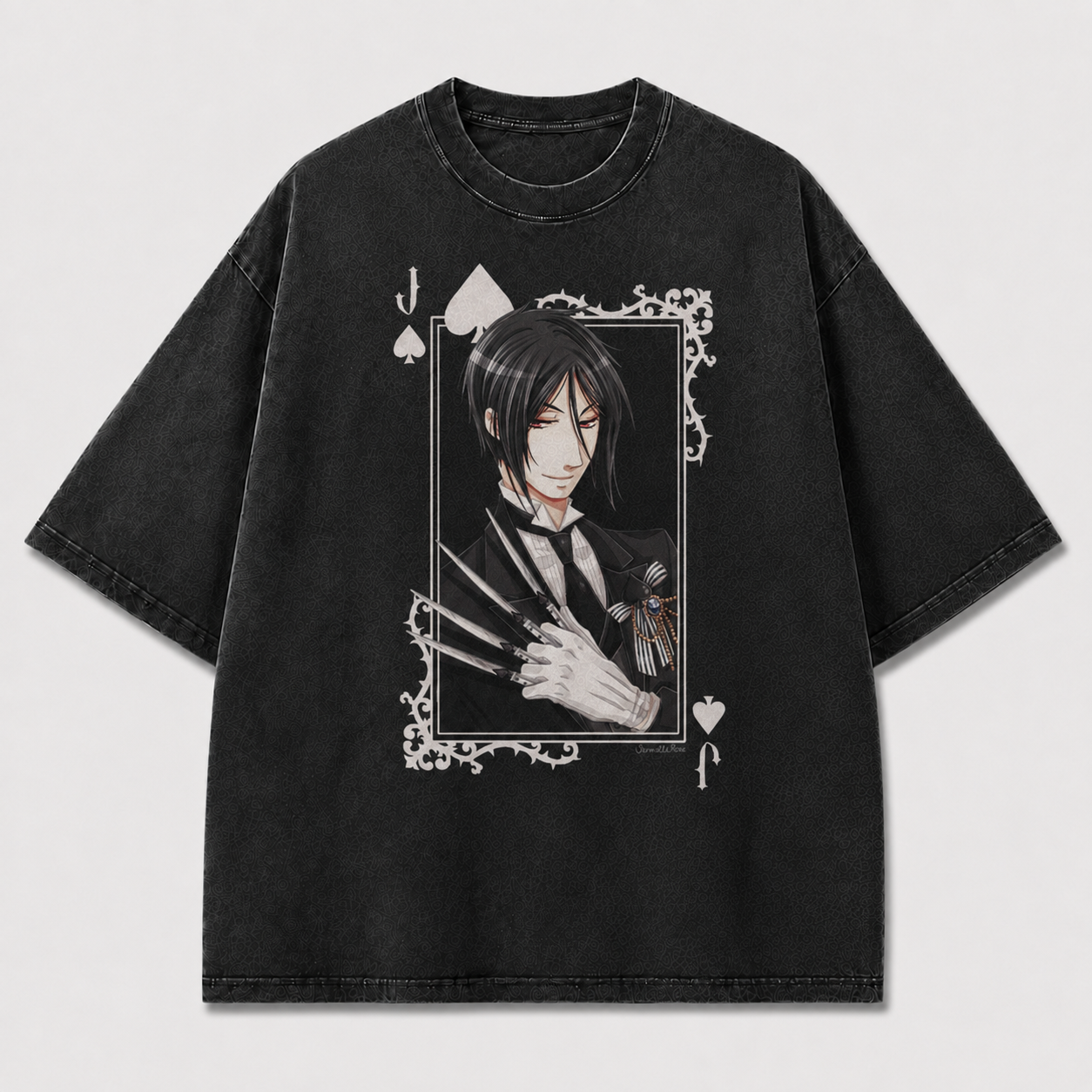 Oversized Playing Card Portrait Graphic Tee – Gothic Print Top