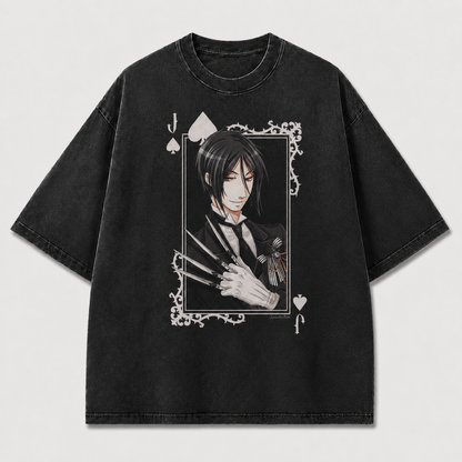 Oversized Playing Card Portrait Graphic Tee – Gothic Print Top