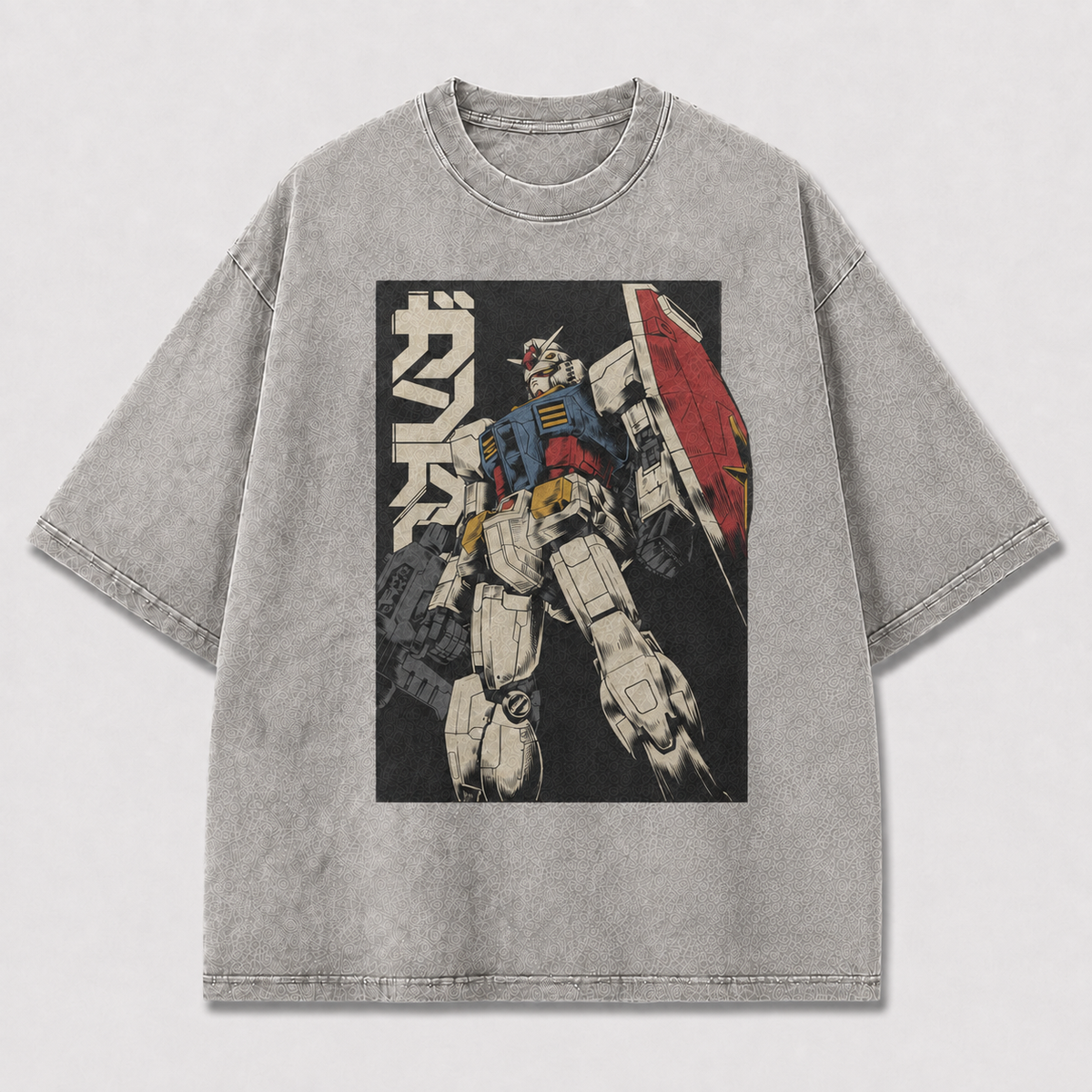 Oversized Mecha Warrior Graphic Tee – Retro Poster Print Top