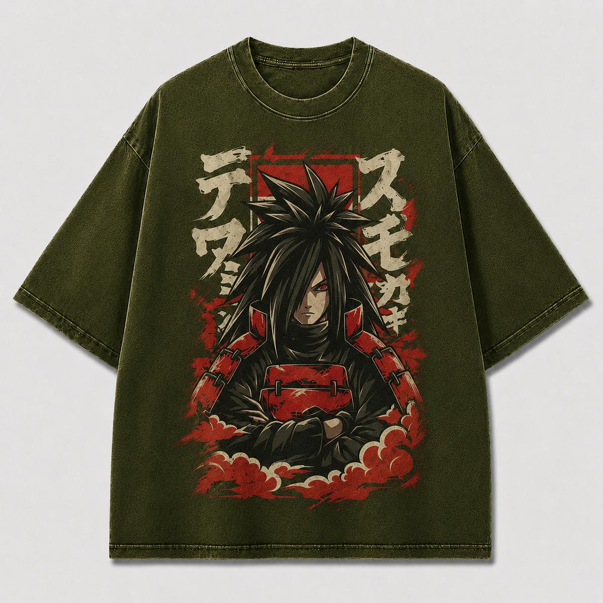 Oversized Streetwear Graphic Tee – Crimson Armor Crossed Arms Print