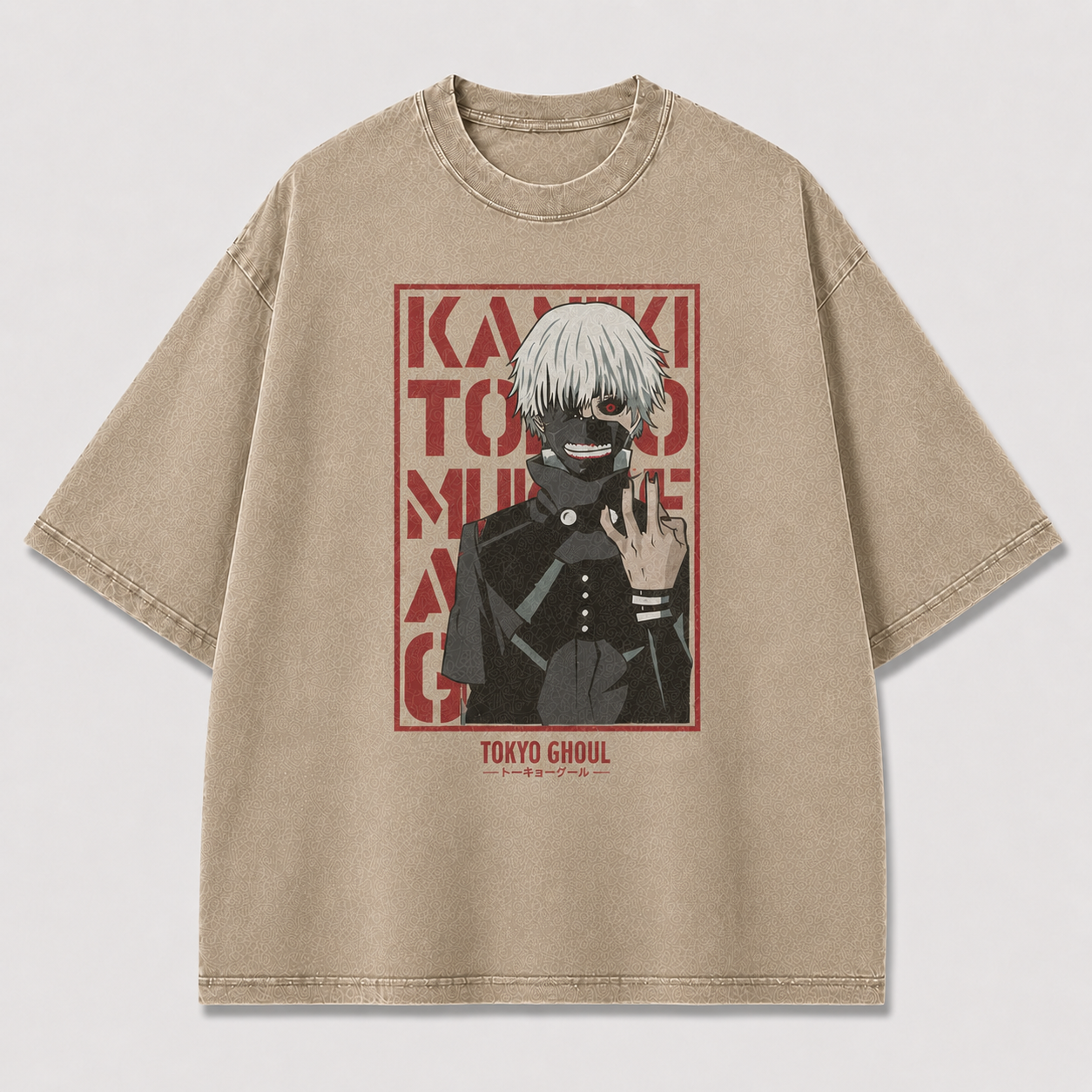 Oversized Masked Antihero Poster Graphic Tee – Bold Red Streetwear Shirt