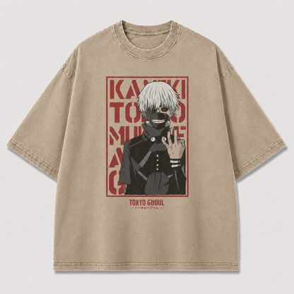 Oversized Masked Antihero Poster Graphic Tee – Bold Red Streetwear Shirt