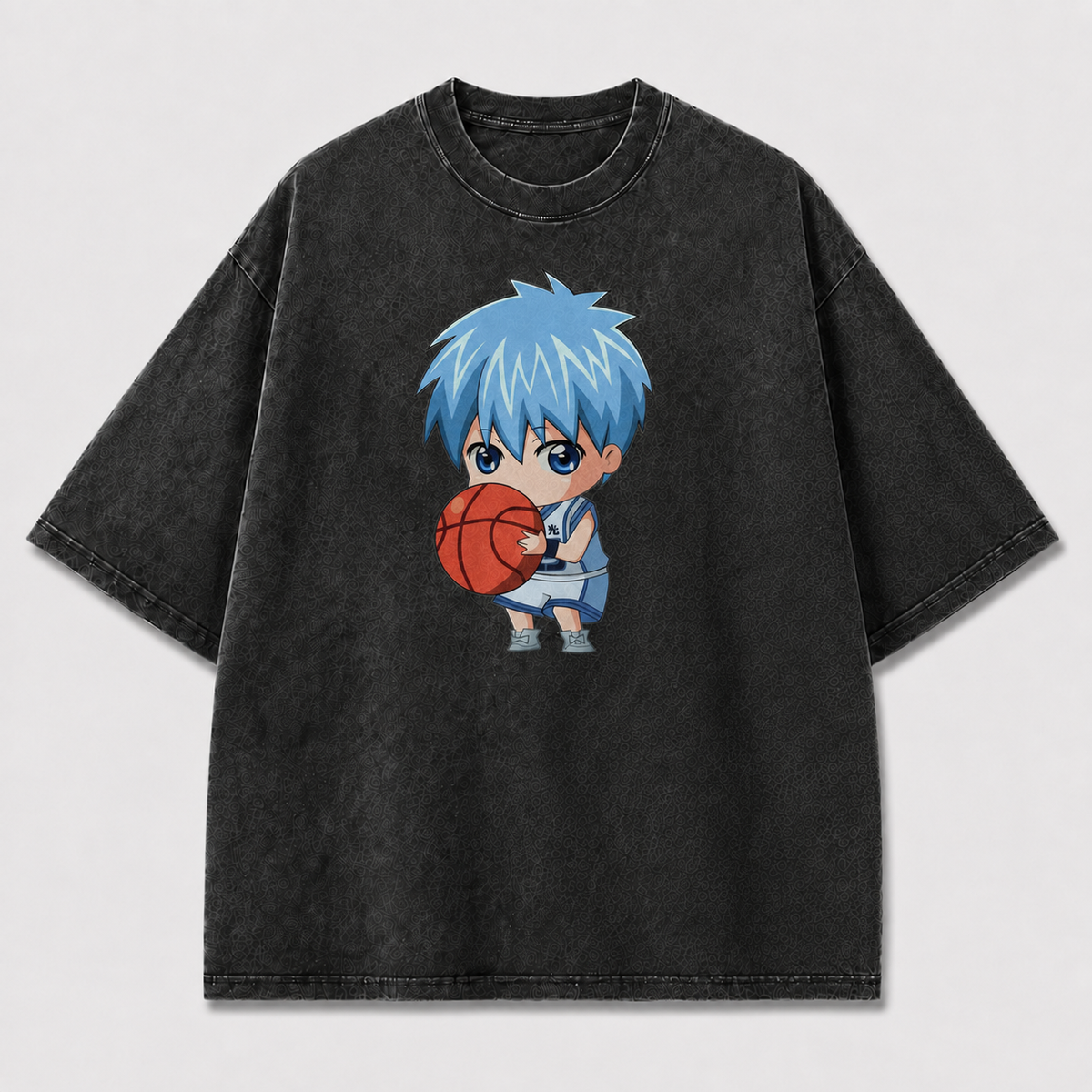Oversized Chibi Basketball Graphic Tee – Cute Print Top