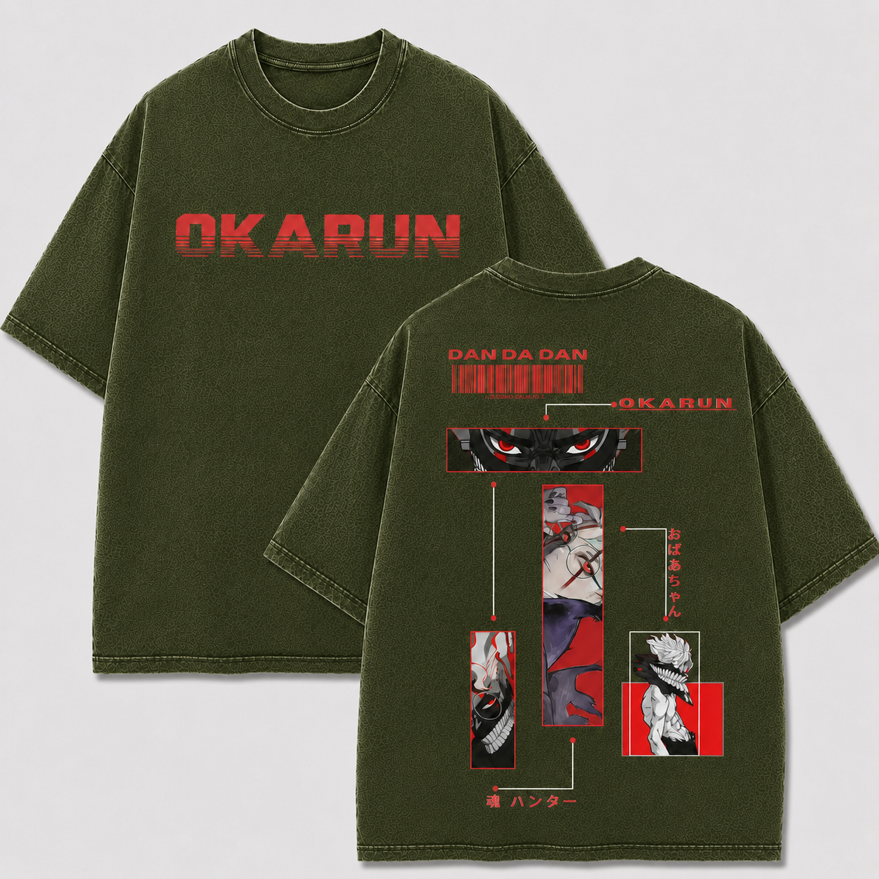 Oversized Streetwear Graphic Tee – Barcode Panel Character Print