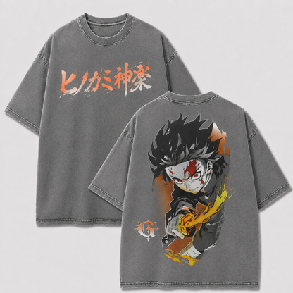 Scarred Flame Blade Warrior Vintage Washed Graphic Tee