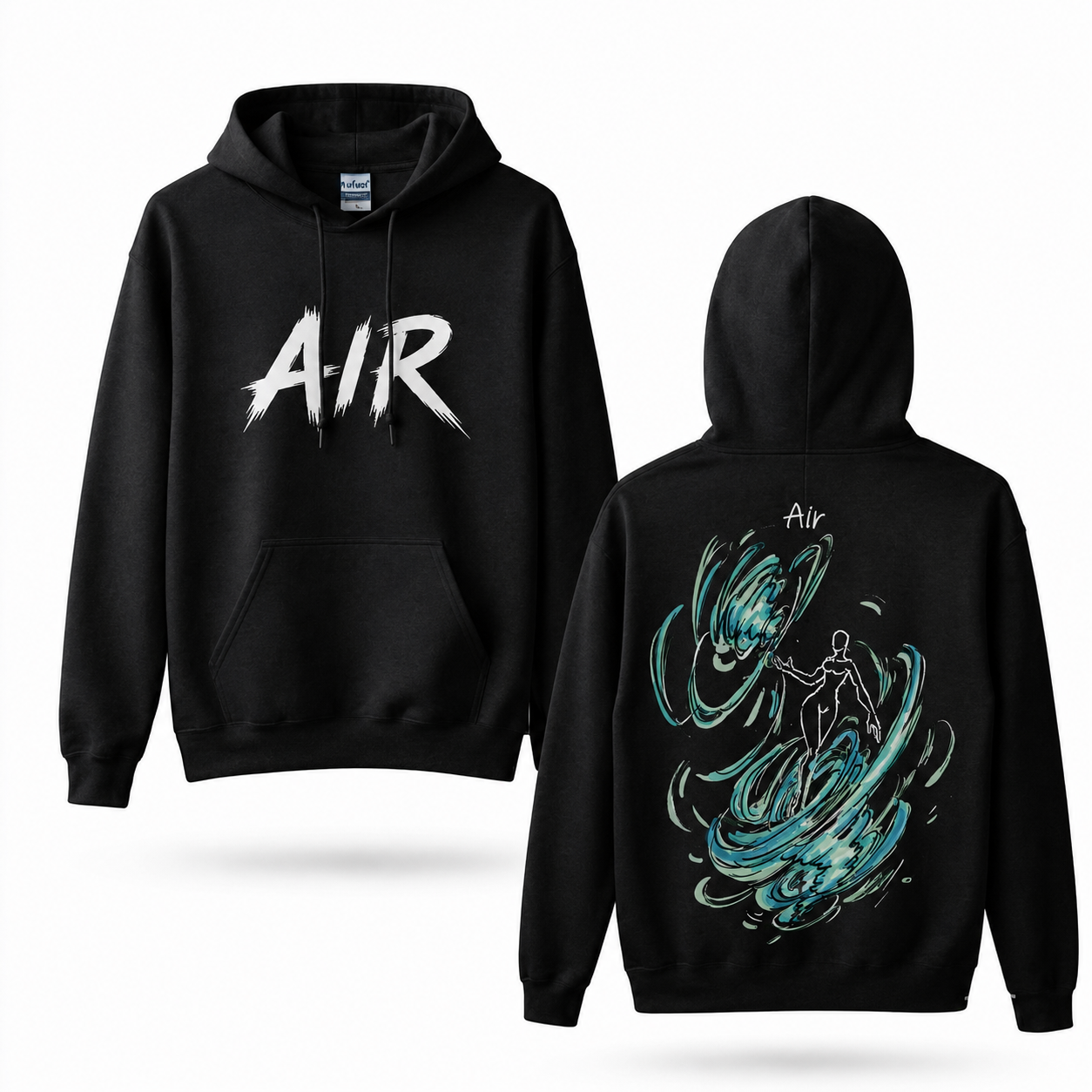 Oversized Streetwear Graphic Hoodie – Swirling Vortex Figure Print