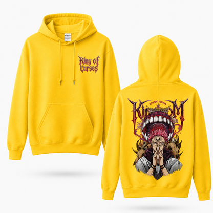 Oversized Streetwear Graphic Hoodie – Fanged Grin Skull Deity Print