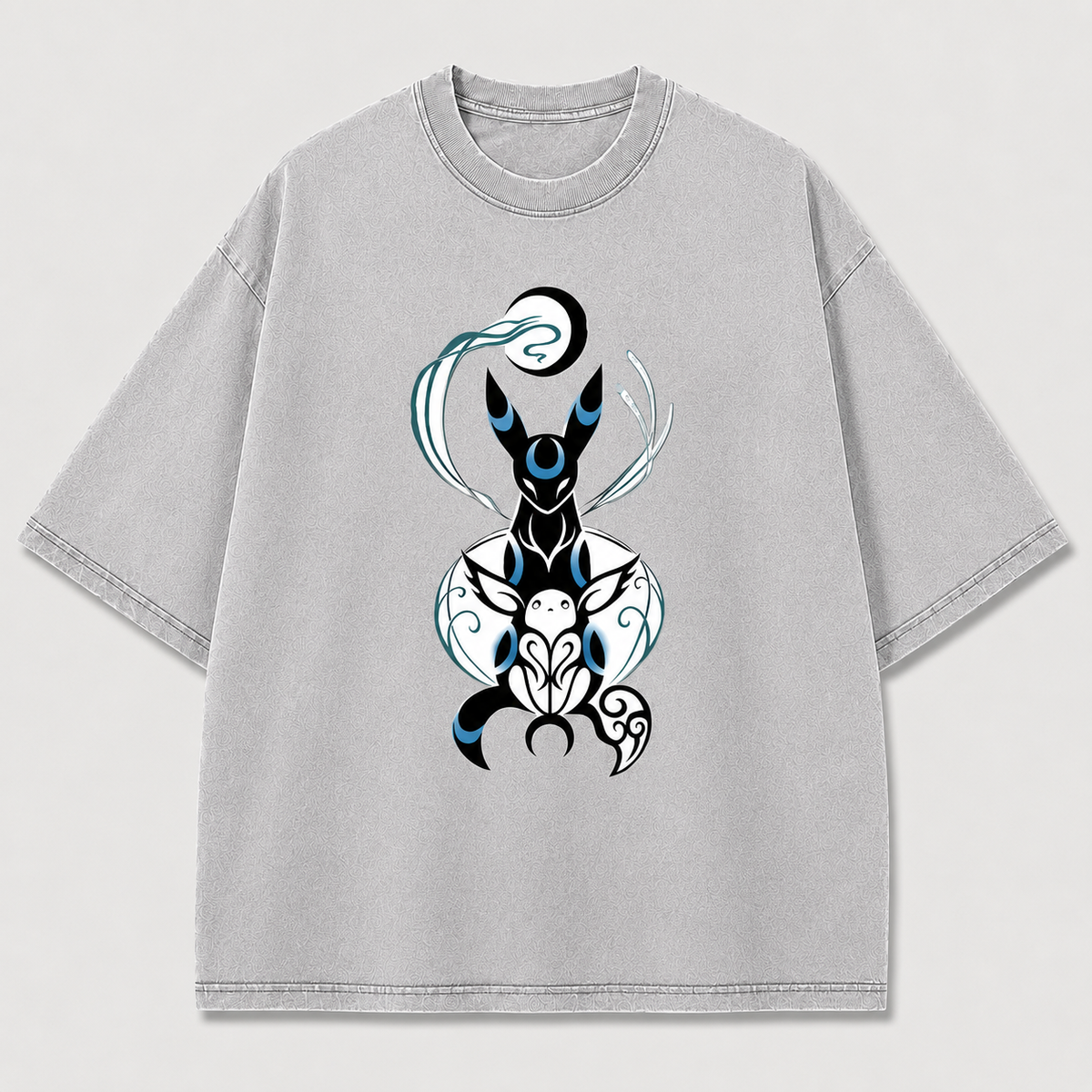 Moonlit Fox Spirit Duo Graphic Print Oversized Tee
