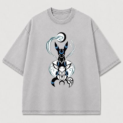 Moonlit Fox Spirit Duo Graphic Print Oversized Tee