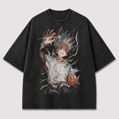 Oversized Shattered Glass Portrait Graphic Tee – Print Top