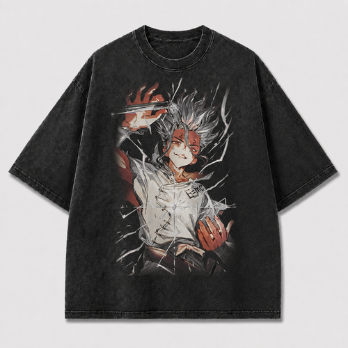 Oversized Shattered Glass Portrait Graphic Tee – Print Top