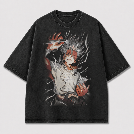 Oversized Shattered Glass Portrait Graphic Tee – Print Top