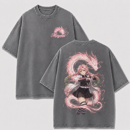 Pink Dragon Sword Maiden Vintage Washed Graphic Tee