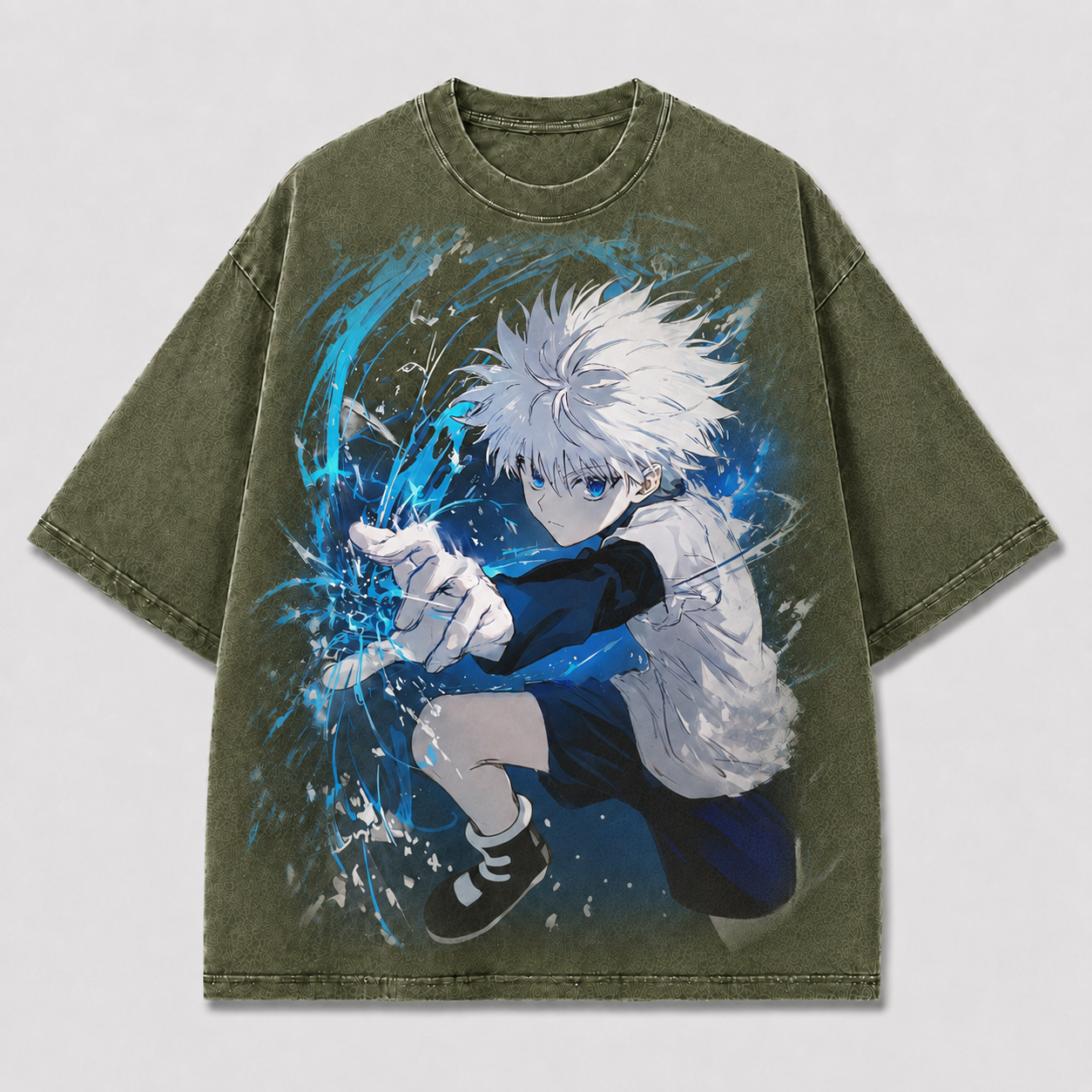 Oversized Electric Assassin Graphic Tee – Motion Print Top