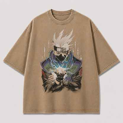Oversized Streetwear Graphic Tee – Electric Palm Portrait Print