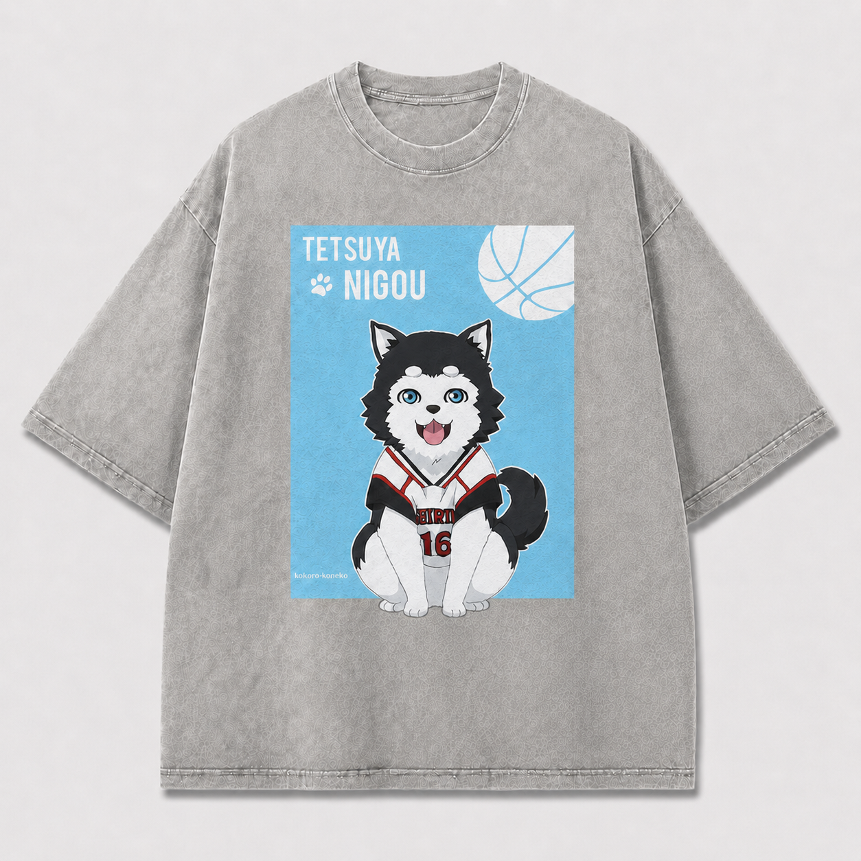 Oversized Basketball Pup Graphic Tee – Illustrated Print Top