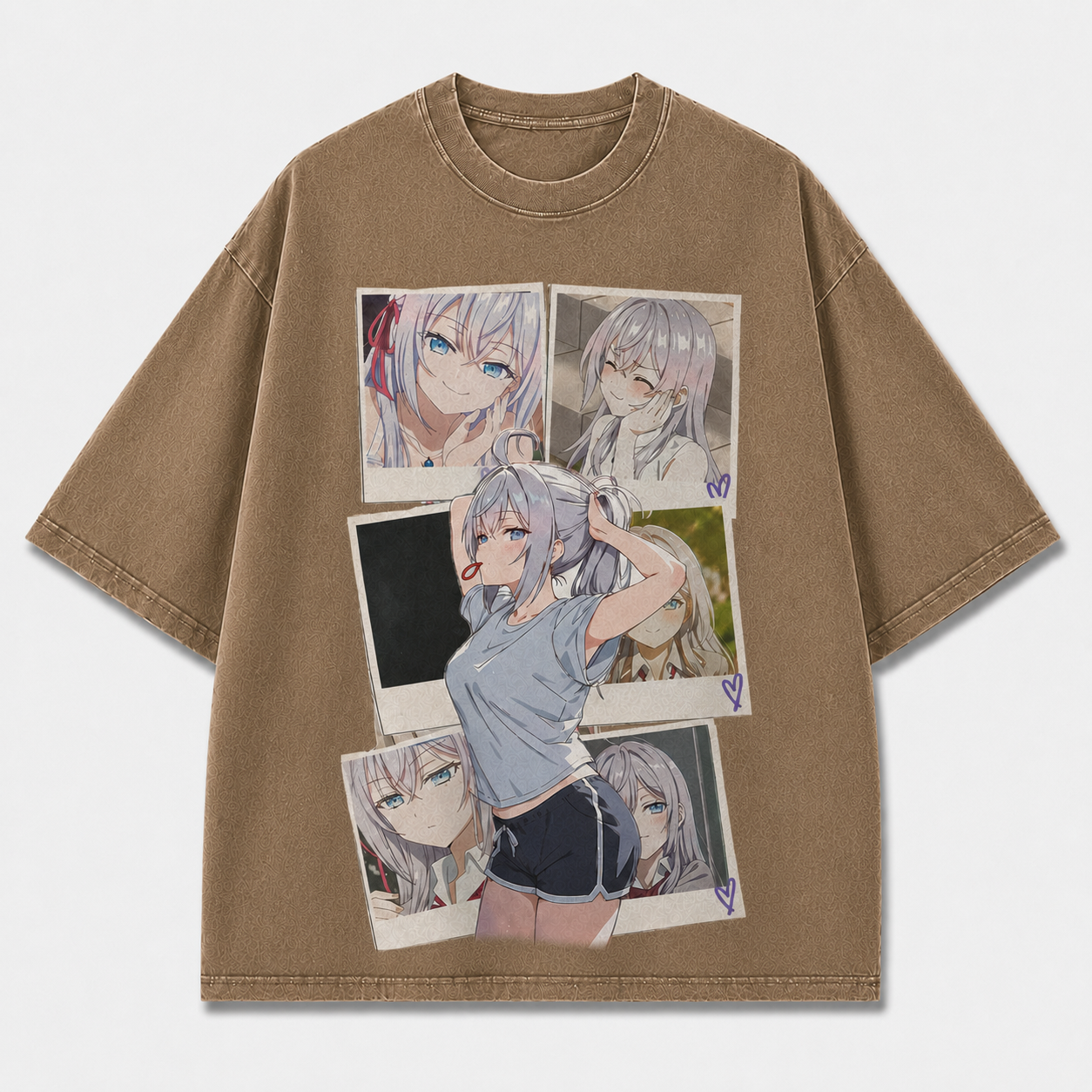 Oversized Graphic Print T-Shirt – Polaroid Waifu Streetwear Tee