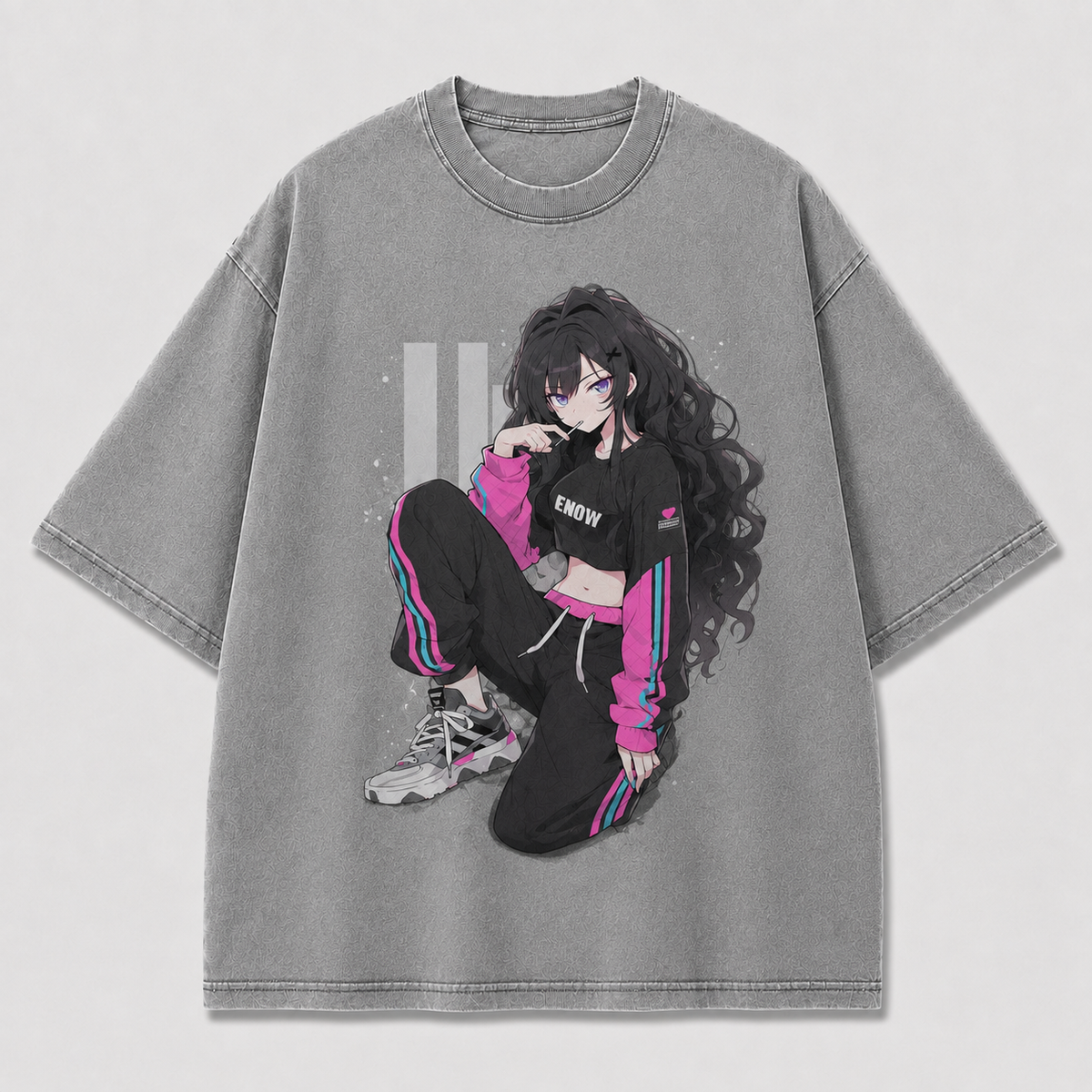 Oversized Graphic Print T-Shirt – Trackset Waifu Streetwear Tee