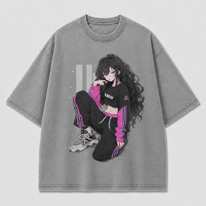 Oversized Graphic Print T-Shirt – Trackset Waifu Streetwear Tee