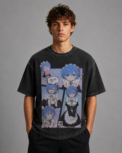 Oversized Graphic Print T-Shirt – Maid Waifu Streetwear Tee