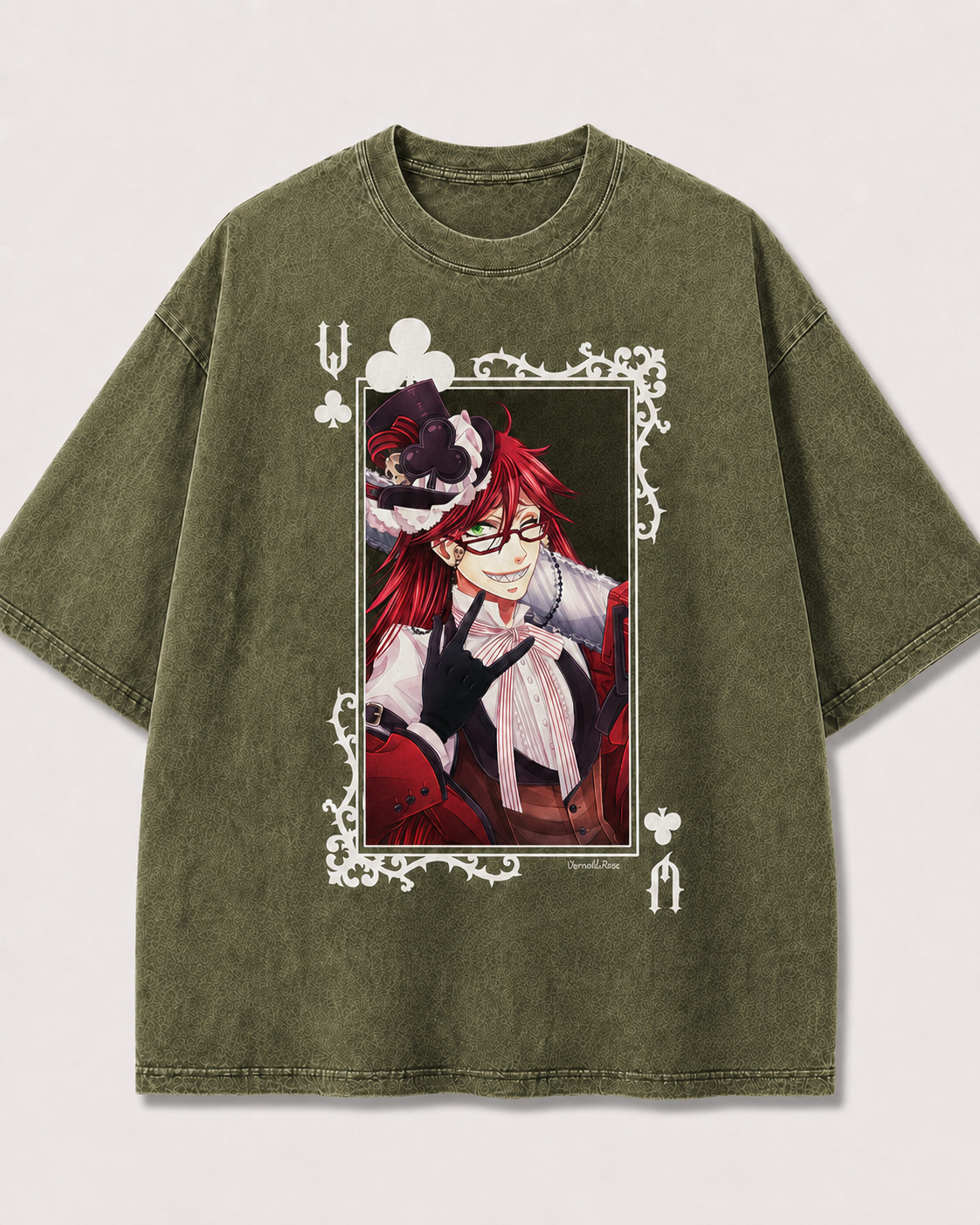 Oversized Playful Portrait Card Graphic Tee – Ornate Print Top