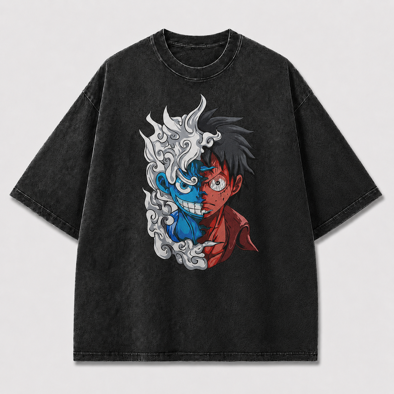 Oversized Streetwear Graphic Tee – Split-Face Dual Form Portrait Print
