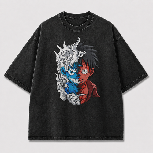Oversized Streetwear Graphic Tee – Split-Face Dual Form Portrait Print