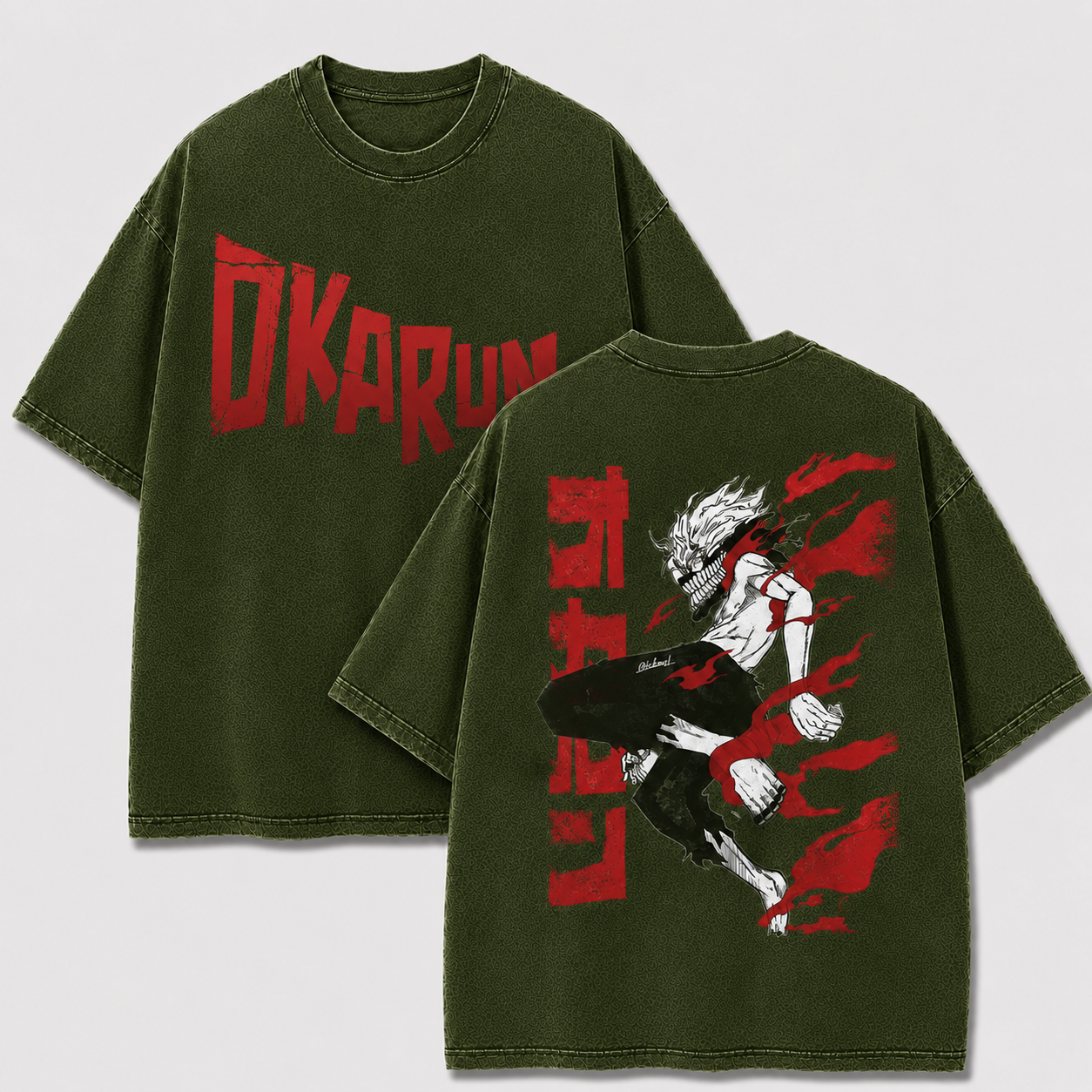 Oversized Streetwear Graphic Tee – Sprinting Flame Fighter Print
