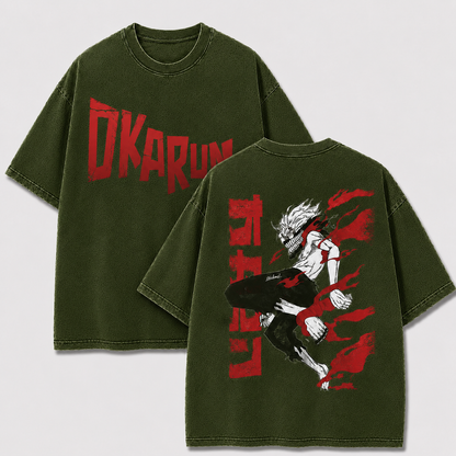 Oversized Streetwear Graphic Tee – Sprinting Flame Fighter Print