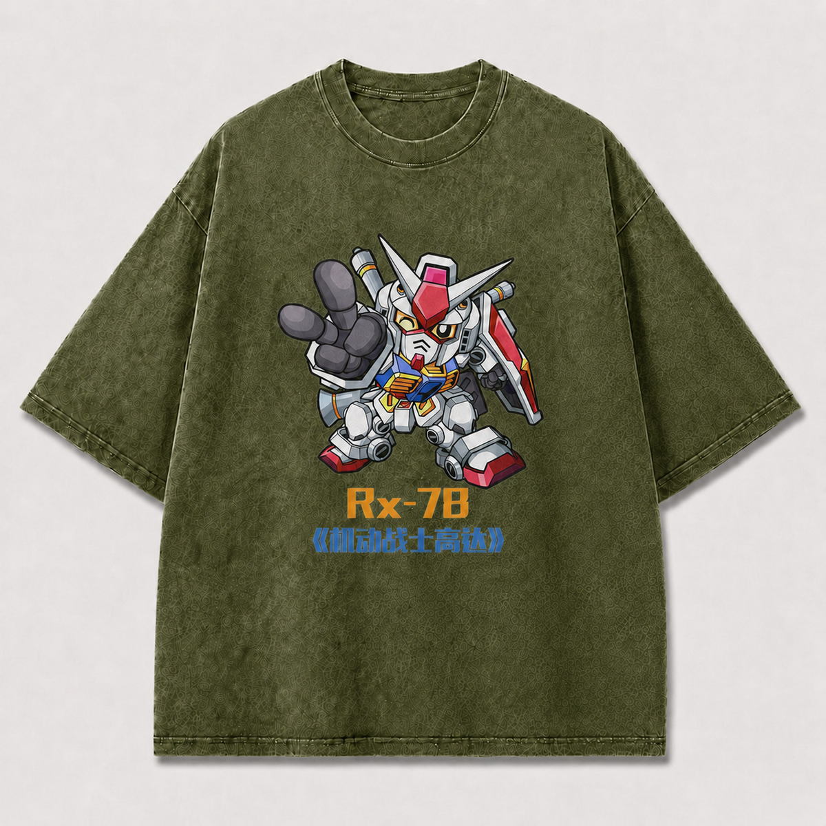 Oversized Chibi Mecha Pose Graphic Tee – Playful Print Top